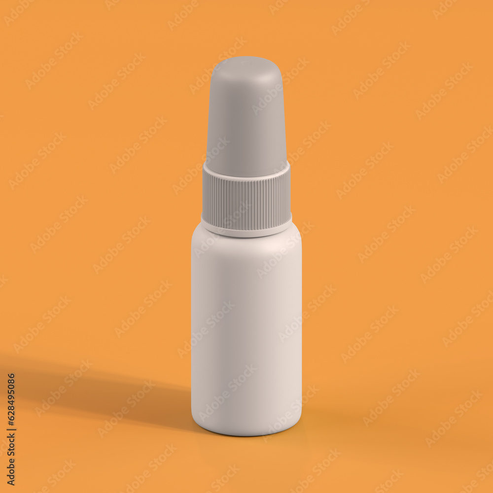 Monochrome Bottle on Orange Background, 3d Rendering Monochrome Bottle on Orange Background, 3d Rendering
