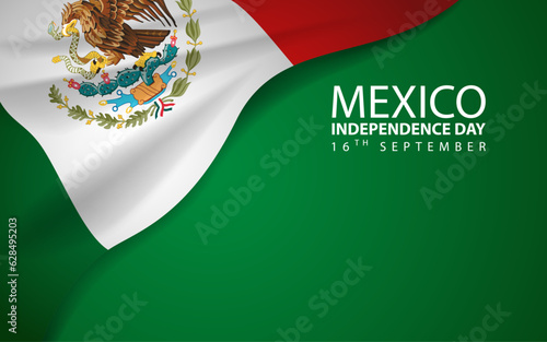 Fotografia Mexican flag on a green background, suitable for political or national events su