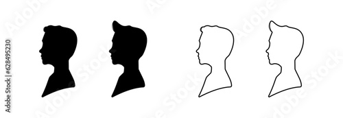 Black silhouette of stylish guy with hairstyle. Hairdressing.