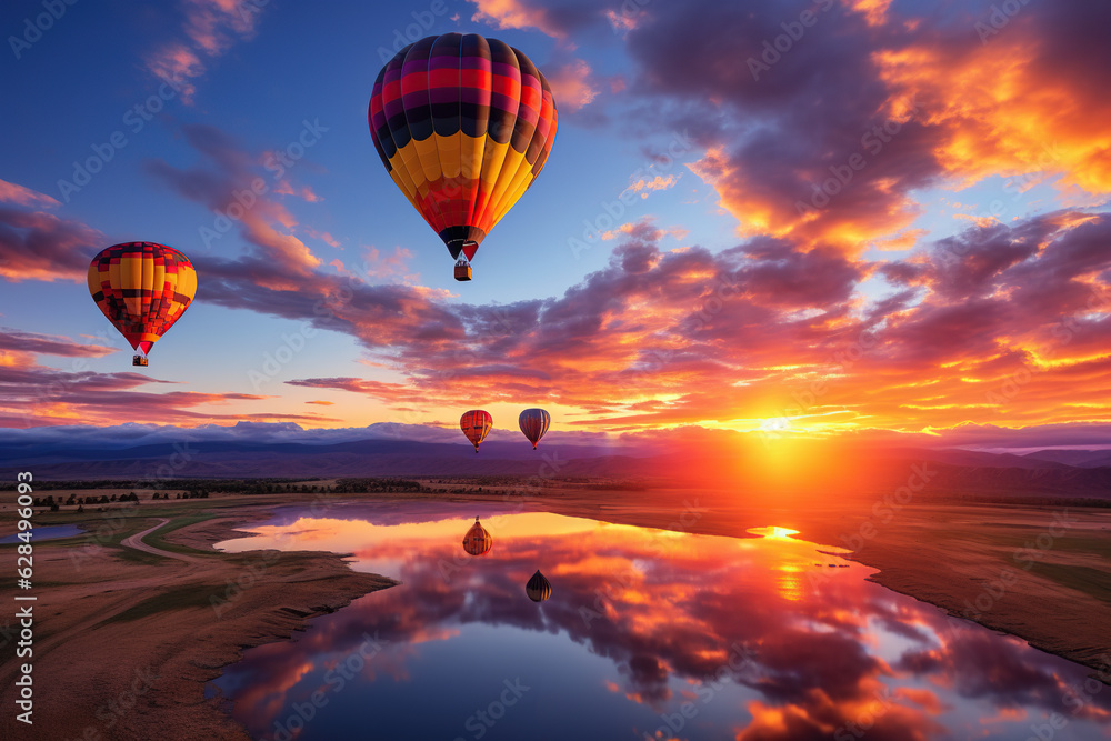 Fototapeta premium Hot air balloons in the sky