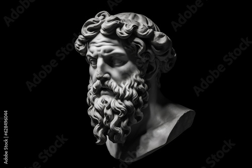 Eternal Beauty: Ancient Greek Statue Isolated on Black Background - Timeless Stock Image for Sale