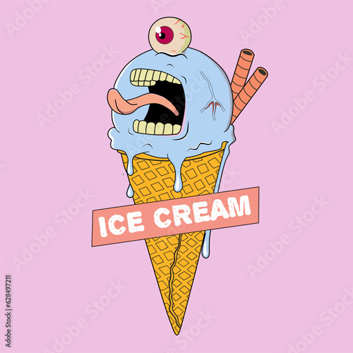 ice cream zombi illustration design
