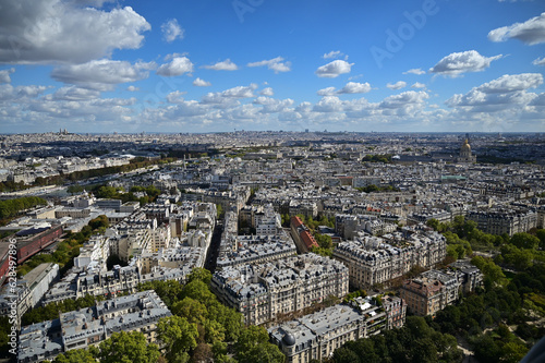The rooftops of Paris. Composition of different places in Paris. France.