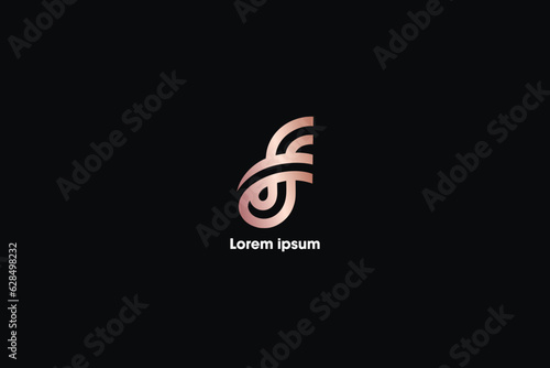 dynamic f letter fashion brand design modern style creative golden wordmark design typography illustration, f line style logo vector