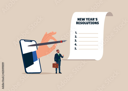 Set goal or business target for new year or beginning with work challenge. Flat vector illustration