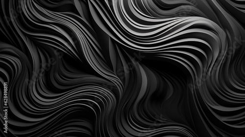 black monochrome pattern curves lines abstract background movement floral