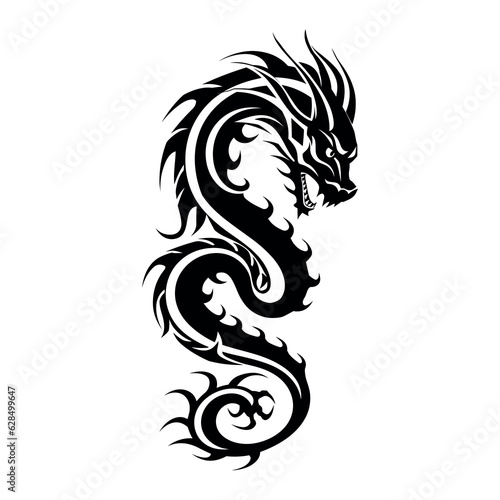Dragon tattoo design isolated on white background.