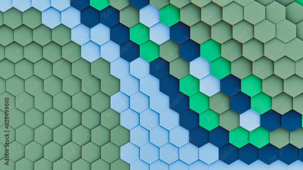 Captivating blue hexagon pattern with dynamic levels as background. Captivating blue hexagon pattern with dynamic levels as background.