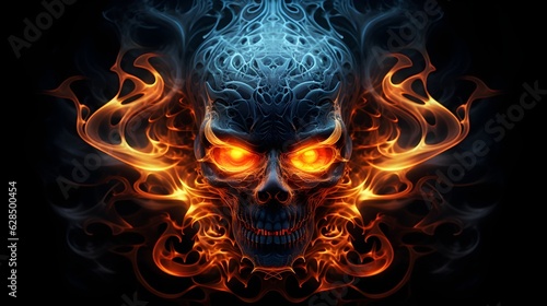 burning skull on fire