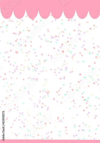 Pastel dots on white background with pink frame 