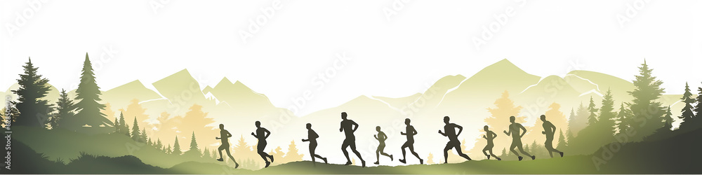 marathon, runners running in nature drawing flat graphics background minimalism marathon, runners running in nature drawing flat graphics background minimalism