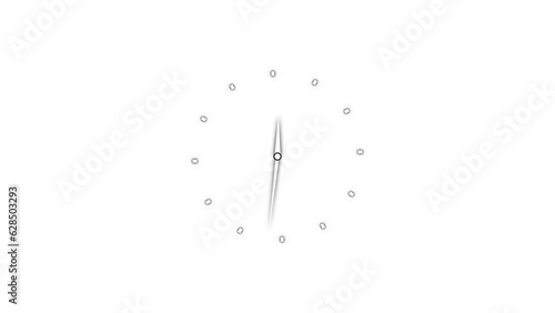 Clock Counting Down 24 Hour Day Fast Speed. Clock with moving arrows. on whit background.  