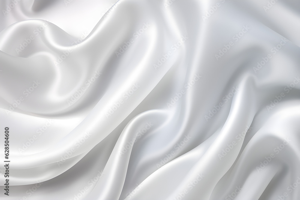 Fototapeta premium White glossy fluid fabrics abstract silk background created with Generative AI technology