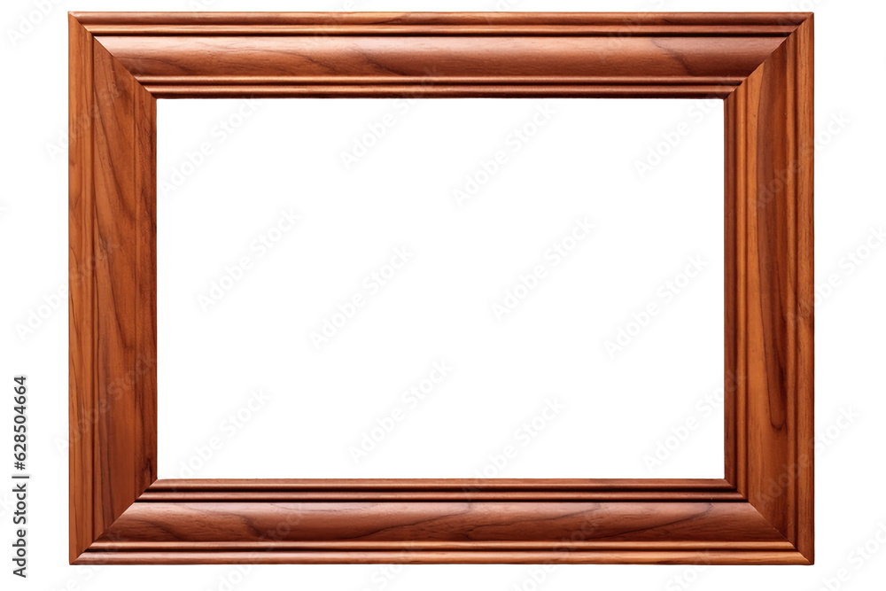 Dark wooden picture frame isolated on white background with empty space for image. Mockup for design, photo, poster. Dark wooden picture frame isolated on white background with empty space for image. Mockup for design, photo, poster.