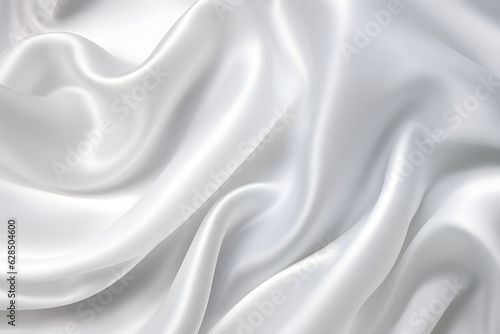 White glossy fluid fabrics abstract silk background created with Generative AI technology