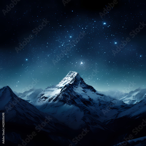 Generative AI, Starry Mountain Night: Perfect Hero Background