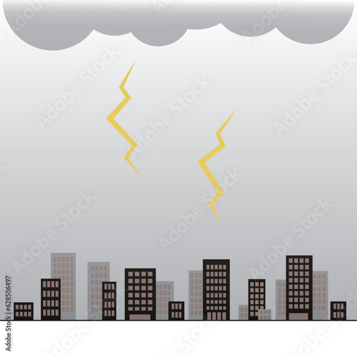 都市の風景のイラスト2　雷