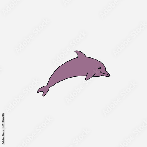 Dolphin Vector Isolated Icon. Cartoon Style. 