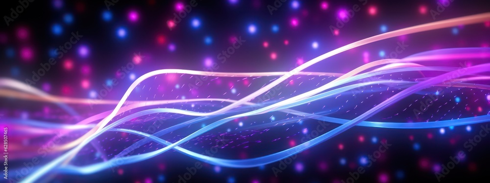 3d render. Abstract futuristic background with blurry glowing wave and neon lines. Spiritual energy concept, digital fantastic wallpaper with