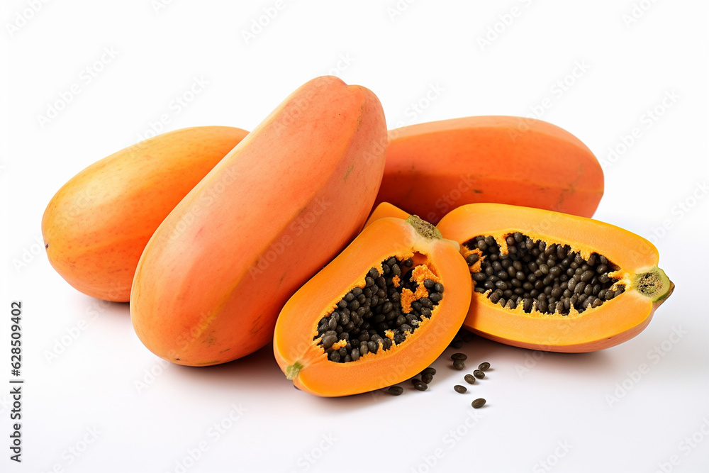 papaya fruit on white background papaya fruit on white background