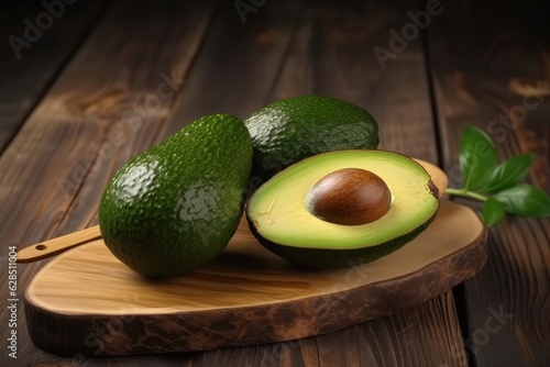 Fresh avocado on wooden background, Detox diet concept.