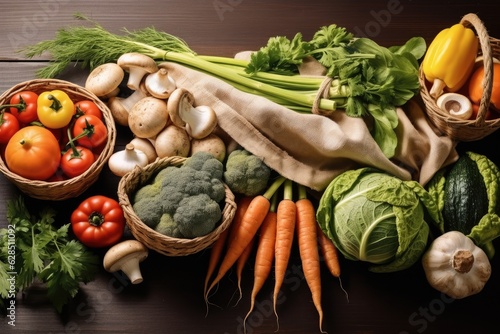 Fresh eco vegetables, Food products representing the nutritarian diet, Fresh colorful vegetables.