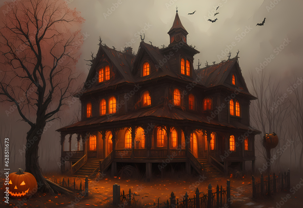 halloween background with castle halloween background with castle