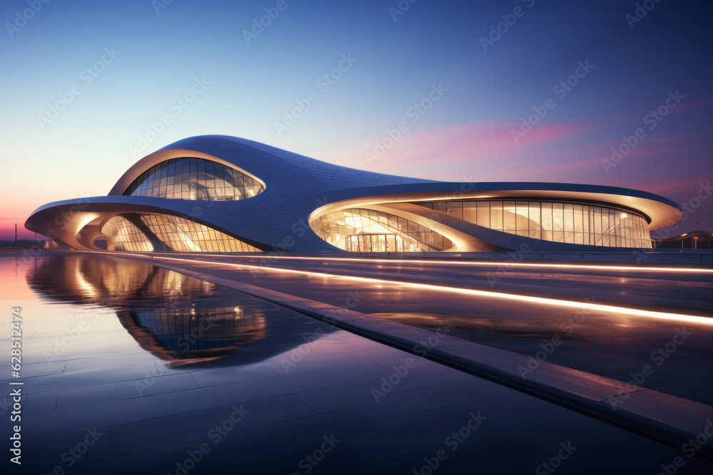 Fototapeta premium empty road with city background