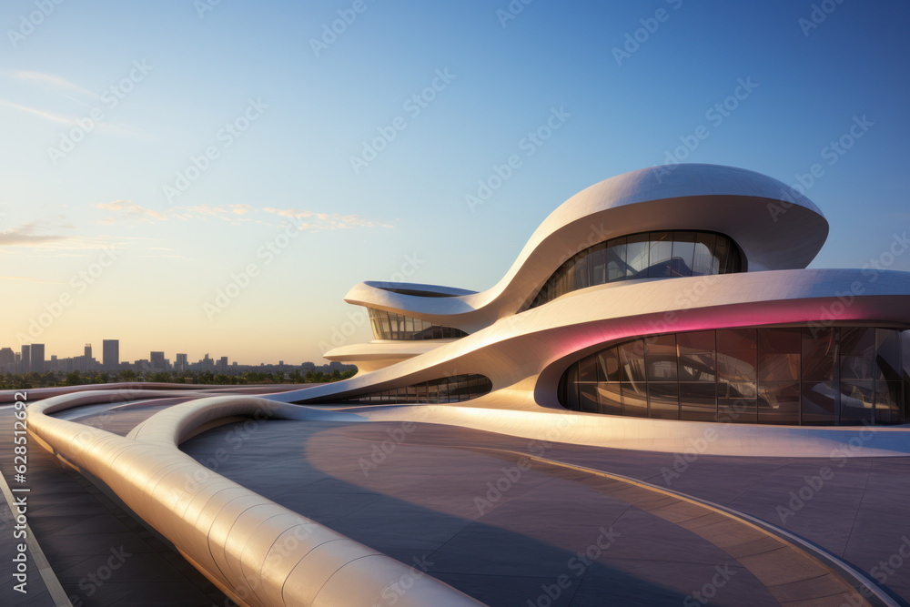 Obraz premium empty road with city background