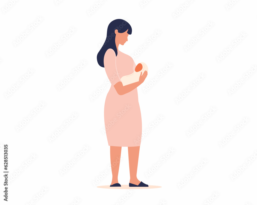 Happy new mother holds her infant baby in her arms Happy motherhood. Happy new mother holds her infant baby in her arms Happy motherhood.