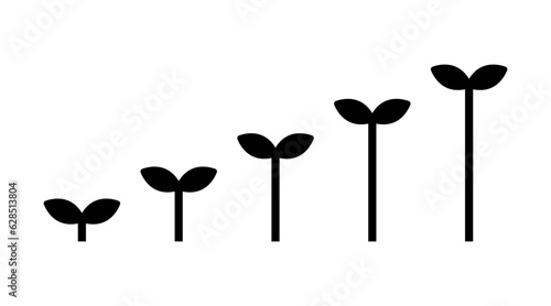 Sprout growth illustration. Simple vector growing plant.