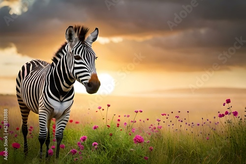 zebra at sunset