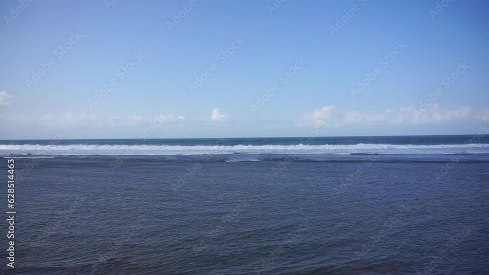 beautiful views of the sea with small waves, beautiful natural panoramas during the day at Sayang Heulang beach, South Garut beautiful views of the sea with small waves, beautiful natural panoramas during the day at Sayang Heulang beach, South Garut