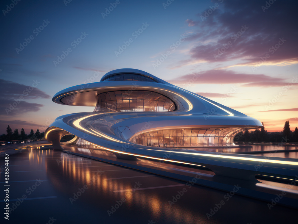 Obraz premium empty road with city background