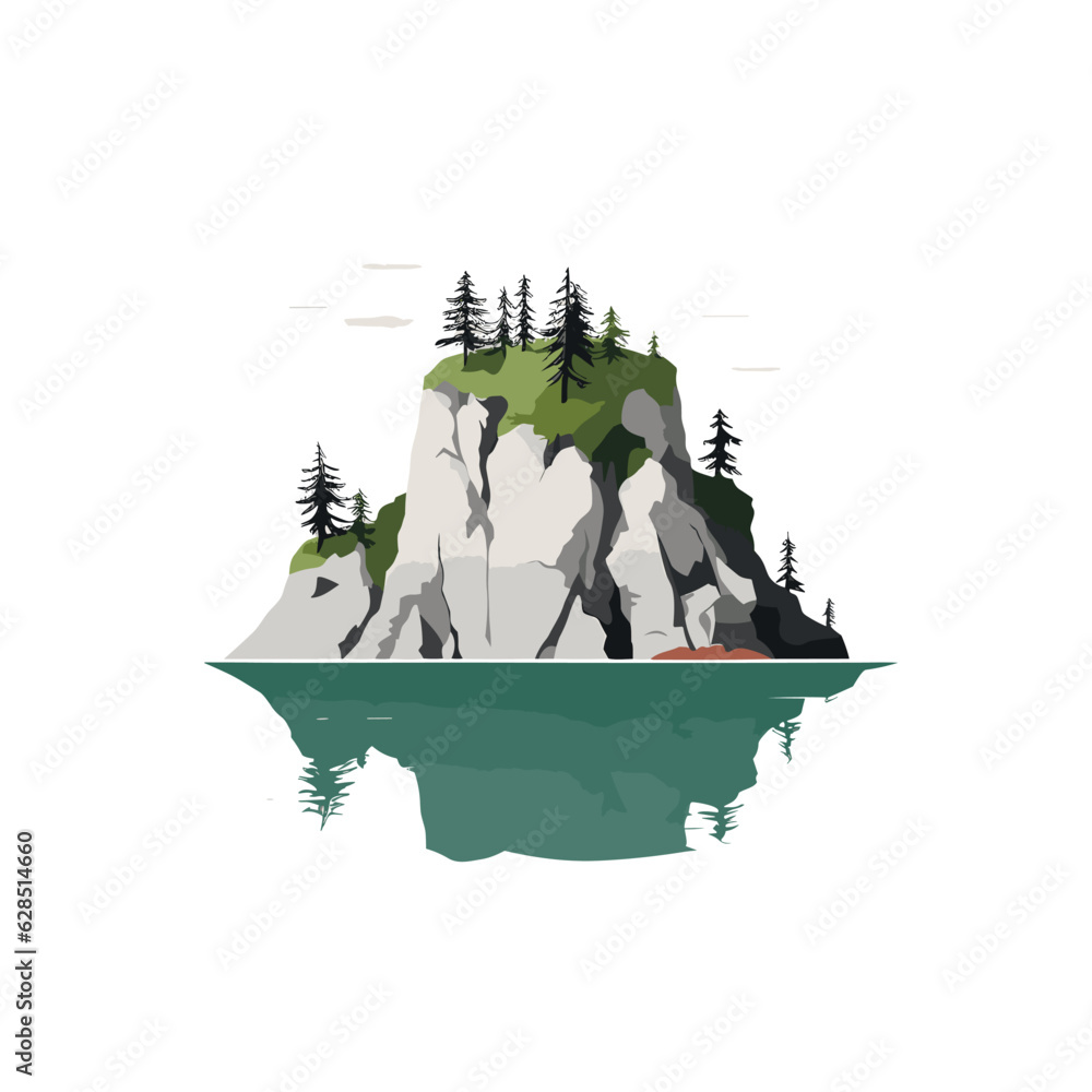 rock island in sea vector flat minimalistic isolated illustration