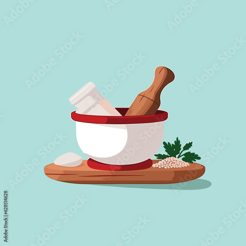 mortar and pestle vector flat minimalistic isolated illustration