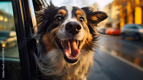 Dog enjoying car ride © TimeaPeter