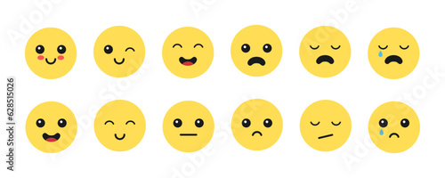 Cute happy and sad emoji emotions © Tupungato
