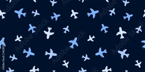 Toy airplane vector seamless pattern