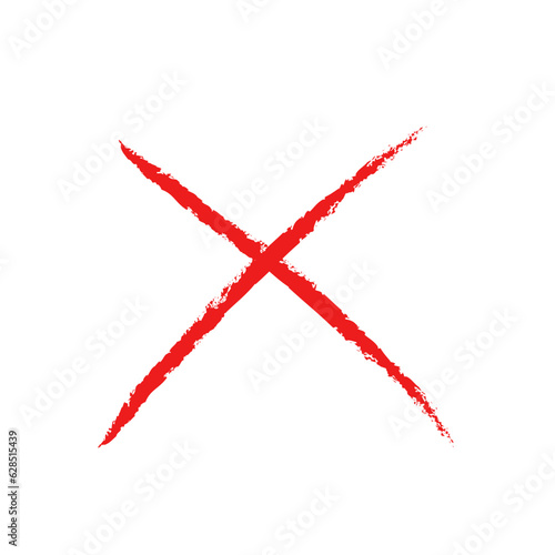 Vector grunge X mark. Crossed X slash symbol. Cross design element to cancel, reject and refuse something.