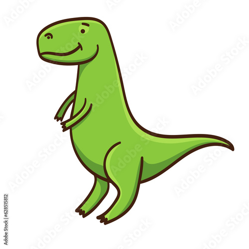 Cute cartoon dinosaur. Illustration on transparent background