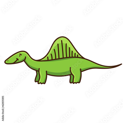 Cute cartoon dinosaur. Illustration on transparent background