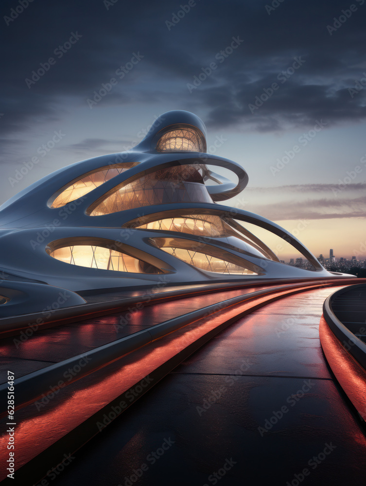 Obraz premium empty road with city background