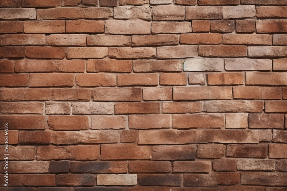 Fototapeta premium Brown brick wall texture background. Realistic brickwork backdrop, building wall. Red brick wallpaper.