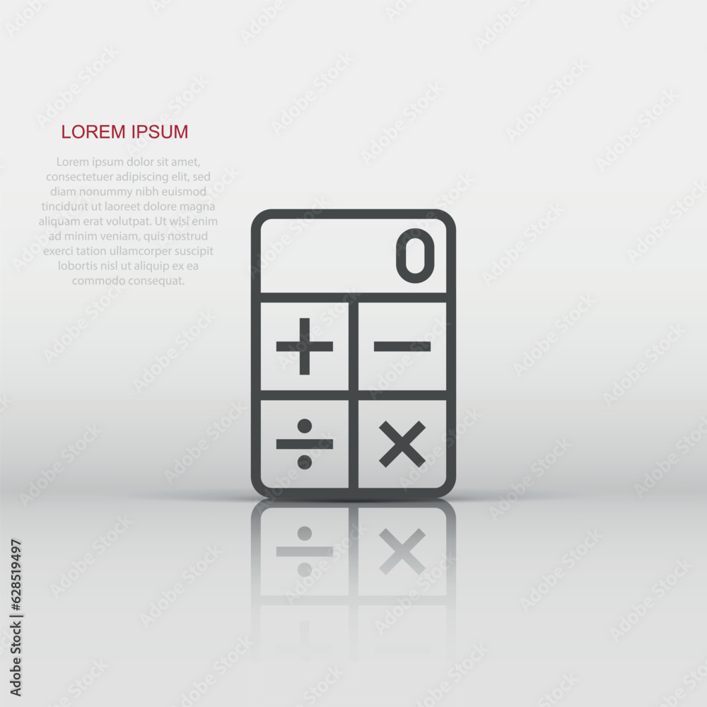Calculator icon in flat style. Calculate vector illustration on white isolated background. Calculation business concept. Calculator icon in flat style. Calculate vector illustration on white isolated background. Calculation business concept.