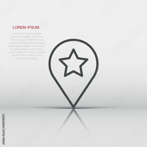 Map pin icon in flat style. gps navigation vector illustration on white isolated background. Locate position business concept.