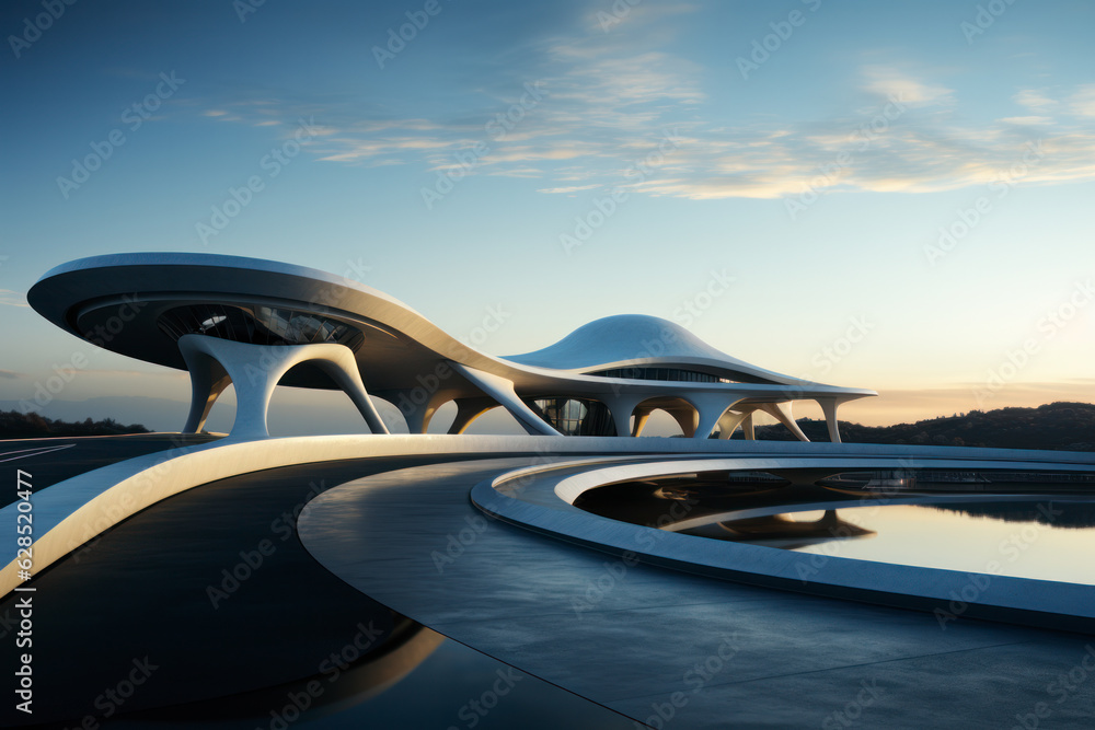 Obraz premium empty road with city background