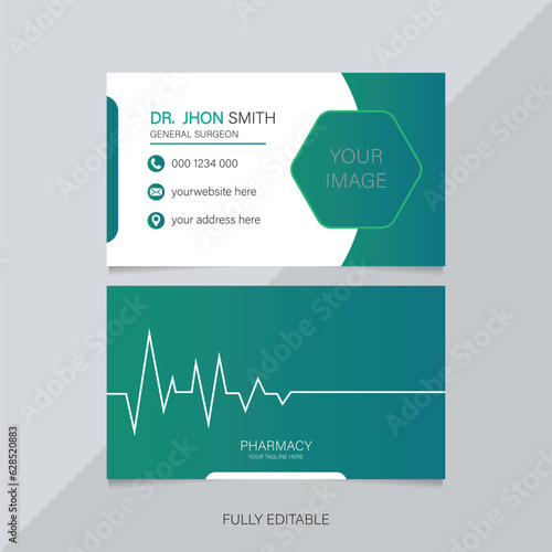 Blue and White modern business, healthcare, Medical card template, Illustration Vector