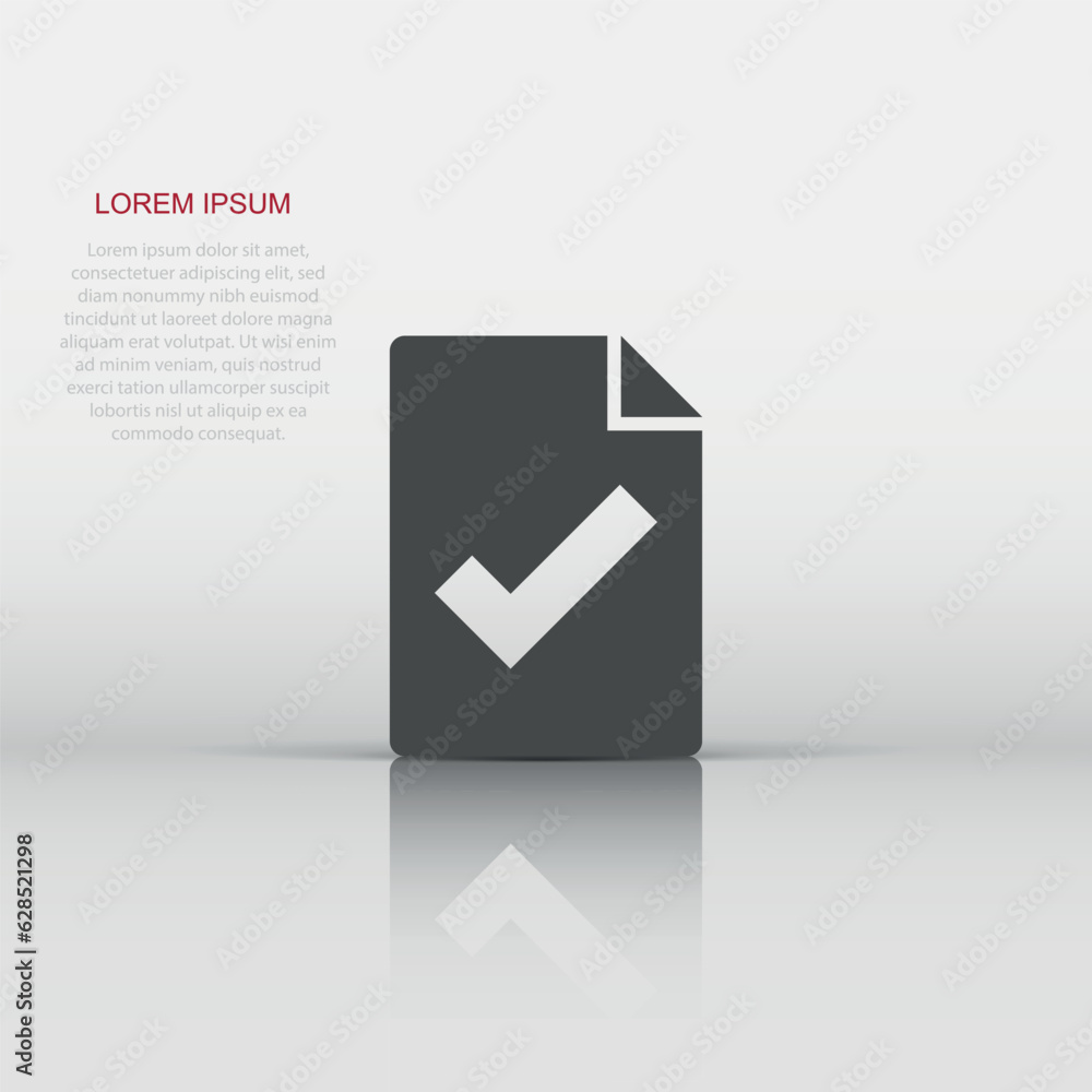 Document checklist icon in flat style. Report vector illustration on white isolated background. Paper sheet business concept. Document checklist icon in flat style. Report vector illustration on white isolated background. Paper sheet business concept.