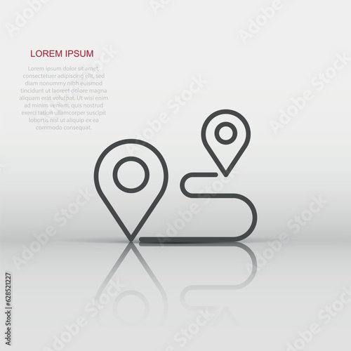 Map pin icon in flat style. gps navigation vector illustration on white isolated background. Locate position business concept.